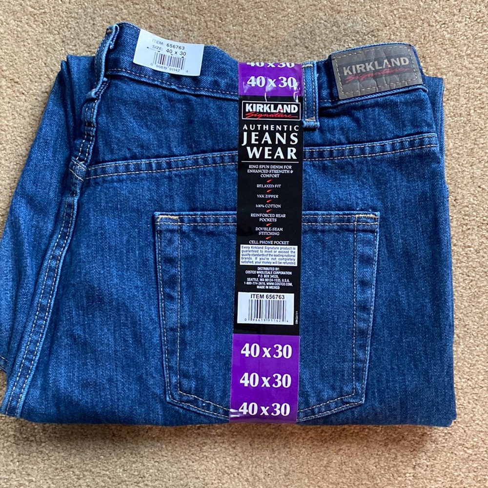 Kirkland Signature Costco Jeans 40 x 30 New, still in original packaging